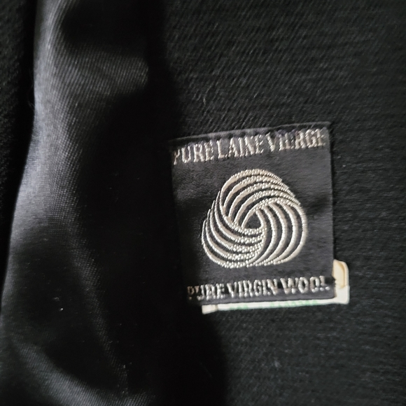 Vintage 70s Penny Lane Style Black Wool Trench Coat with Fur Trim - Picture 8 of 11